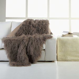 Tibetan Lamb Throw Portabella with Chocolate velvet backing. 48x67"